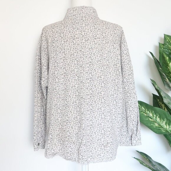 Zara Leopard / Animal Print Long Sleeve Denim Jacket / Long Sleeve Over-Shirt S - Picture 3 of 11